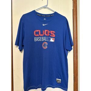 Nike Dri Fit Cubs Baseball T-shirt Short Sleeve Royal Blue Logo Team Size Large